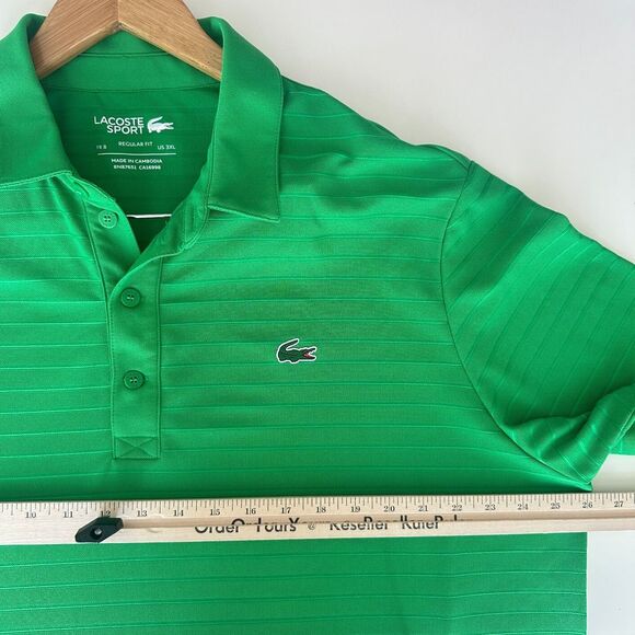 Lacoste Polo Shirt Mens 3XL Green Performance Jersey Golf Tennis Athletic Casual - Picture 10 of 11